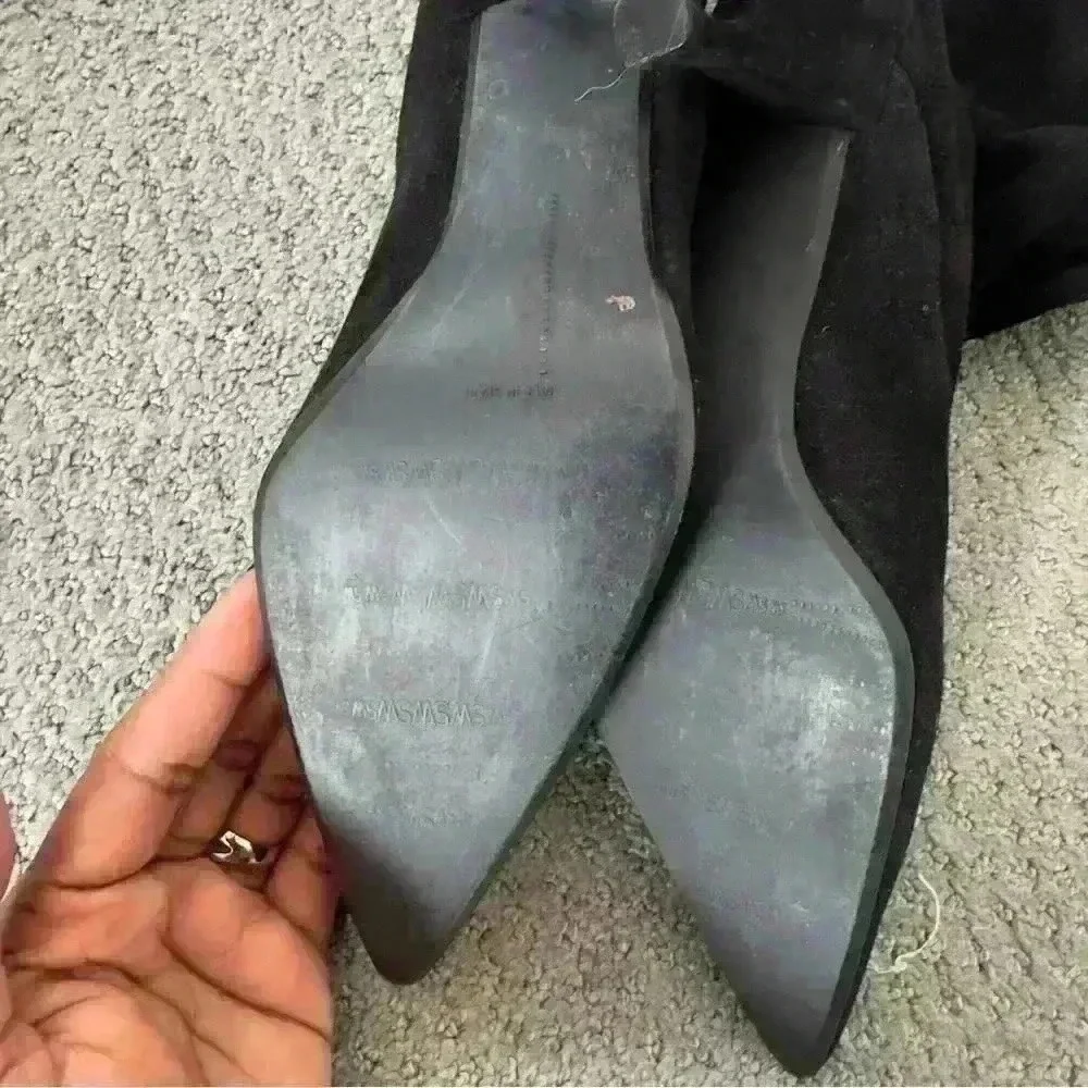 Black Pointed Toe Stiletto Heel Sock Boots Women's Size 7